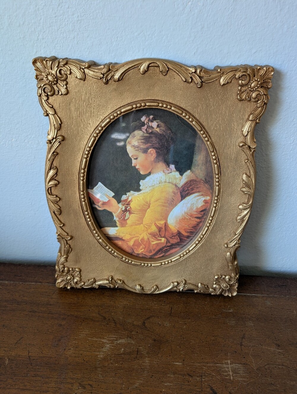 Vintage Ornate Homco Young Girl Reading Print